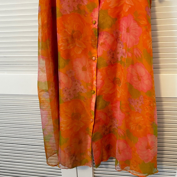 Vintage Roberta Lynn Long Robe, Housecoat L/XL Orange Pink - Picture 3 of 11